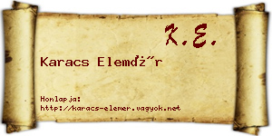 Karacs Elemér névjegykártya