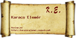 Karacs Elemér névjegykártya